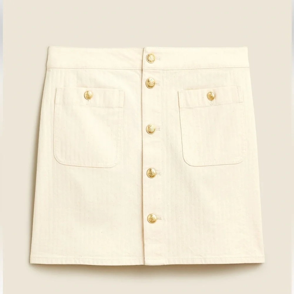 J crew Textured denim mini skirt in ecru 27